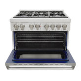 COS-DFR366 Freestanding Professional Style Dual Fuel Range with 4.5 cu. ft. Electric Convection Oven, 6 Italian Made Burners, Cast Iron Grates, in Stainless Steel, 36 Inch